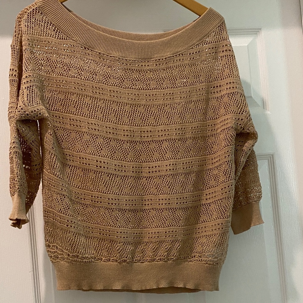 Express Off-the-Shoulder Tan Sweater
